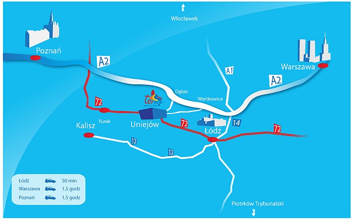 Mapa dojazdu - Termy Uniejów